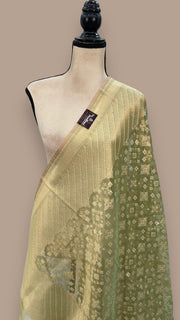 Pure Tissue Reshmi Zari Banarasi Brocade Handloom Dupatta - The Handlooms