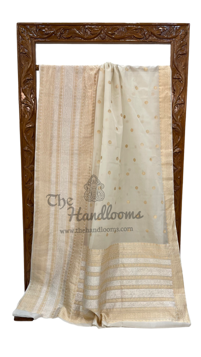 Pure Kora Tissue Handloom Banarasi Saree With All Over Sina Roopa Motifs