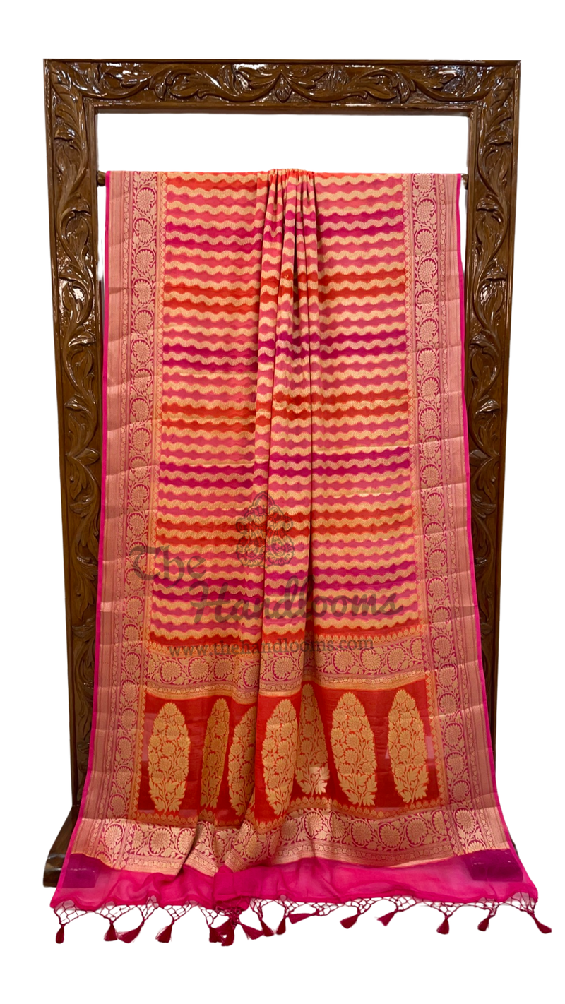 Rangkat Pure Chiffon Khaddi Banarasi Saree - The Handlooms