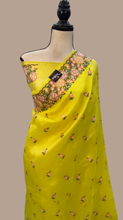 Pure Organza Chikankari Handloom Banarasi Saree - The Handlooms