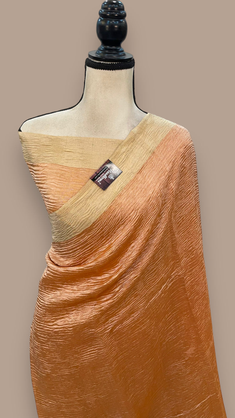 Pure Kora Tissue Crush Handloom Banarasi Saree - The Handlooms