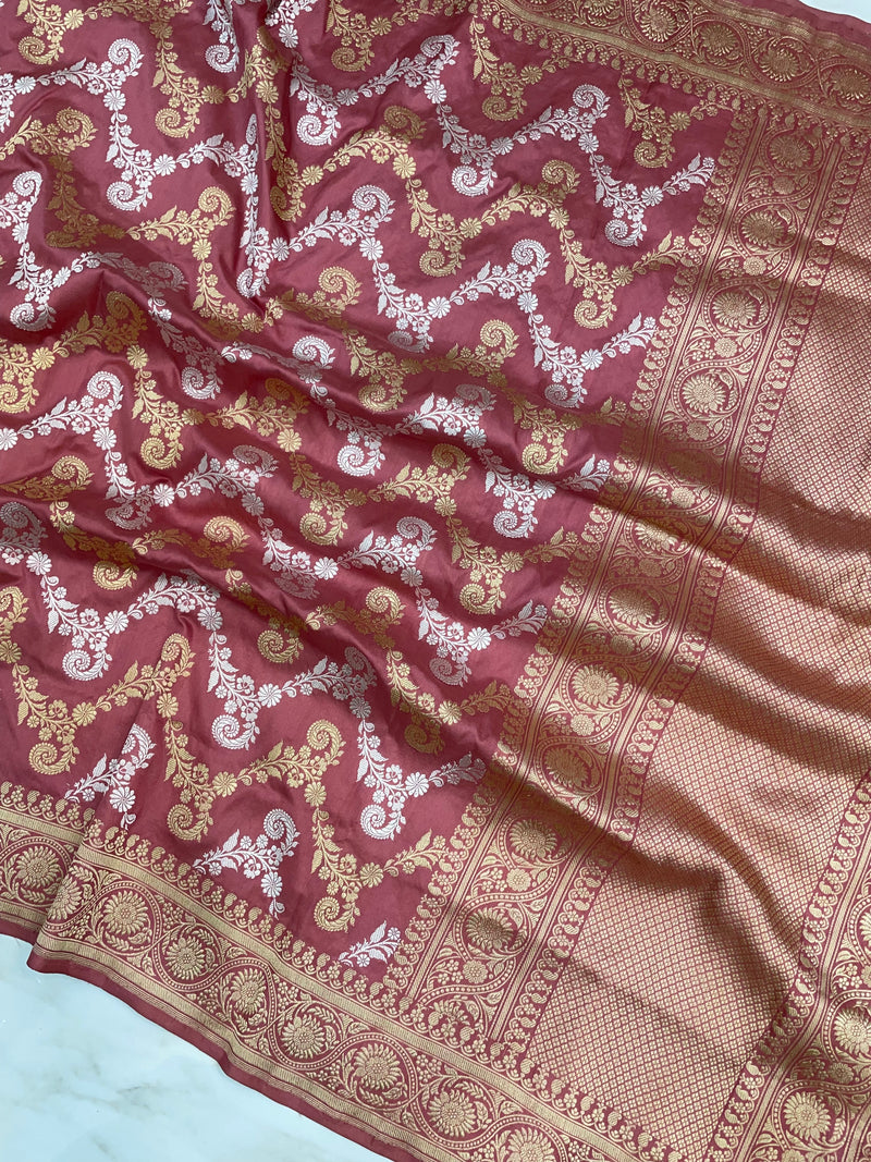 Pure Katan Silk Banarasi kadua jangla dupatta - The Handlooms