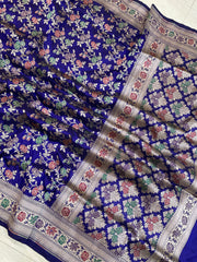 Pure Katan Silk Banarasi Handloom Saree - All over Jaal work - With Meenakari - The Handlooms