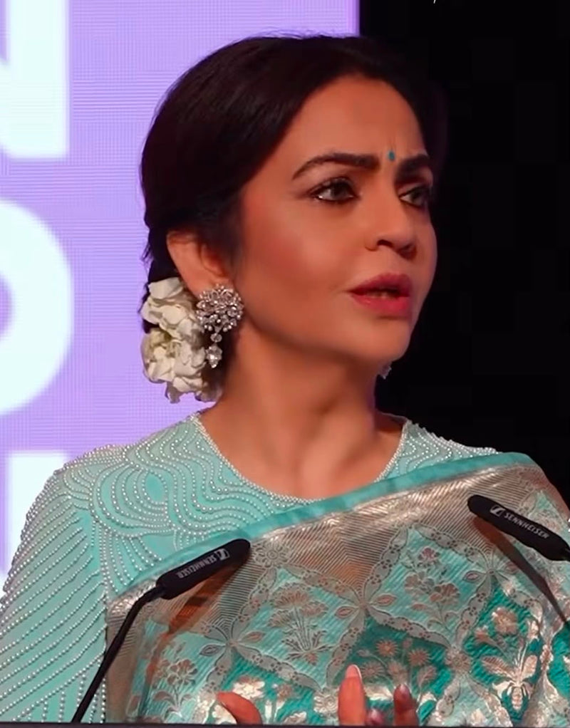 Nita Ambani in Pure Katan Silk Banarasi Handloom Saree - All Over Jaal Work