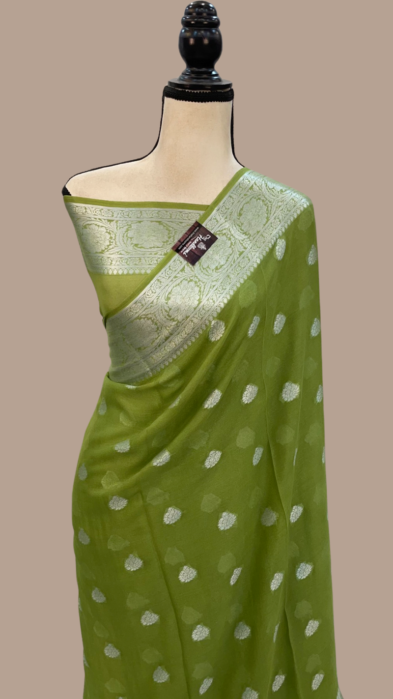 Pure Chiffon Khaddi Banarasi Saree - The Handlooms