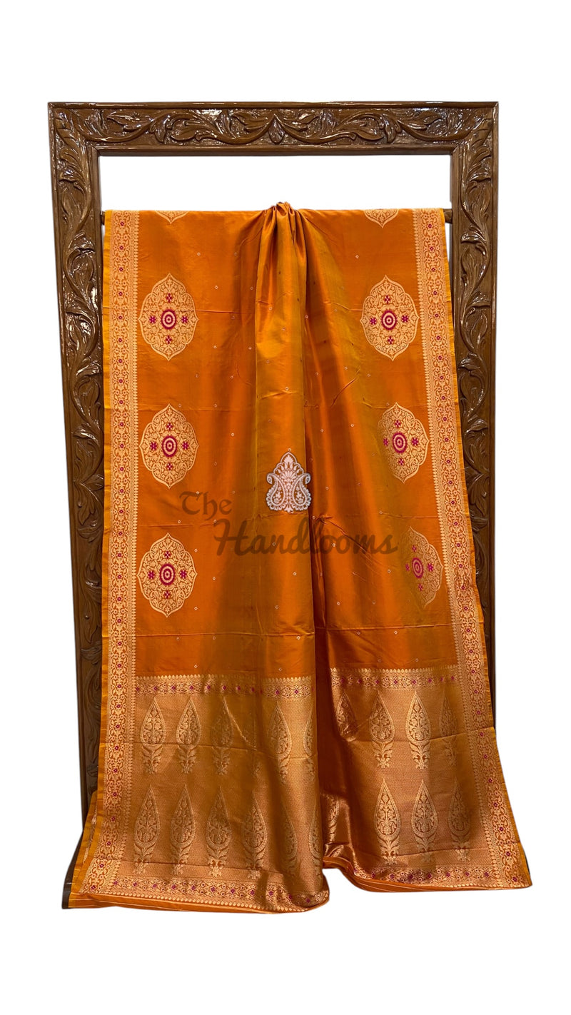 Pure Katan Silk Banarasi Handloom Saree - All Over Kadua Motifs With Meenakari