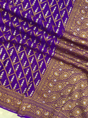 Khaddi Georgette Banarasi Saree -  Antique Roopa zari - The Handlooms
