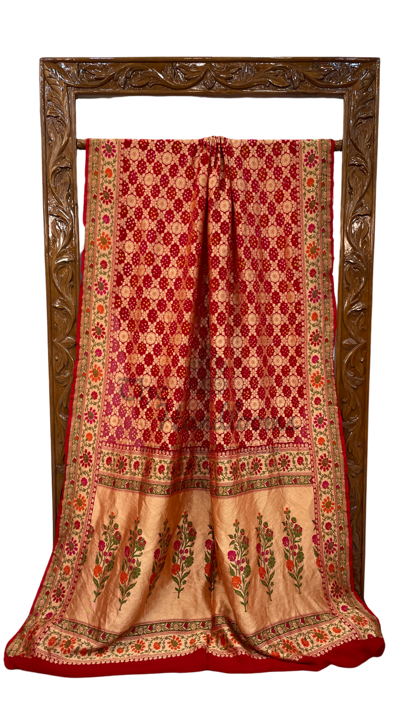 Pure Georgette Banarasi Bandhej Handloom Saree - The Handlooms