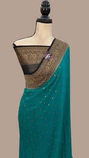 Pure Khaddi Georgette Banarasi Saree -  Antique zari - The Handlooms
