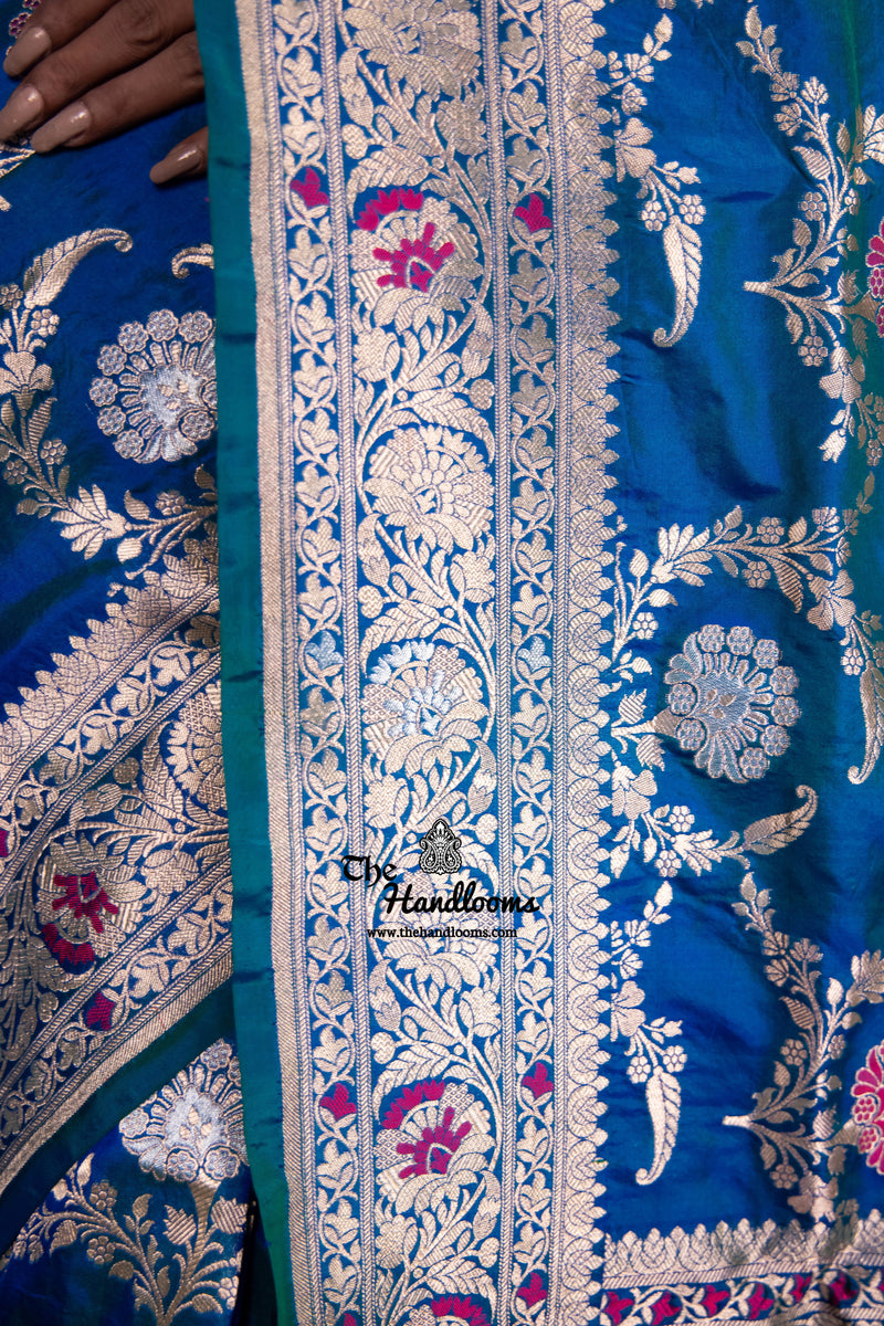 Pure Katan Silk Banarasi Handloom Saree - All over Jaal work with Meenakari - The Handlooms