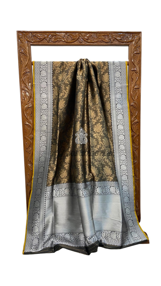 Regal Pure Katan Silk Banarasi Saree – Handwoven Tanchui Brocade - The Handlooms