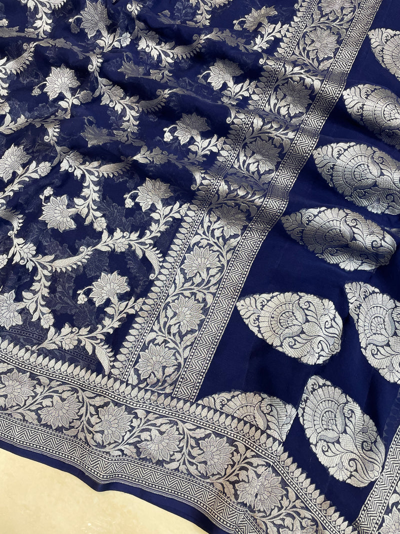Pure Khaddi Georgette Banarasi Saree - The Handlooms