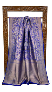 Royal Blue Pure Katan Silk Banarasi Handloom Saree - Tanchui Brocade - The Handlooms