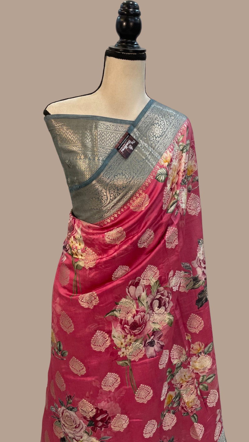 Pure Chiniya Silk Handloom Banarasi Saree - The Handlooms