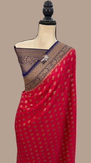 Khaddi Georgette Handloom Banarasi Saree -  Antique zari - The Handlooms