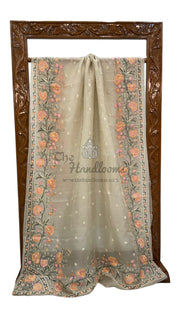 Pure Organza Chikankari Handloom Banarasi Saree - The Handlooms