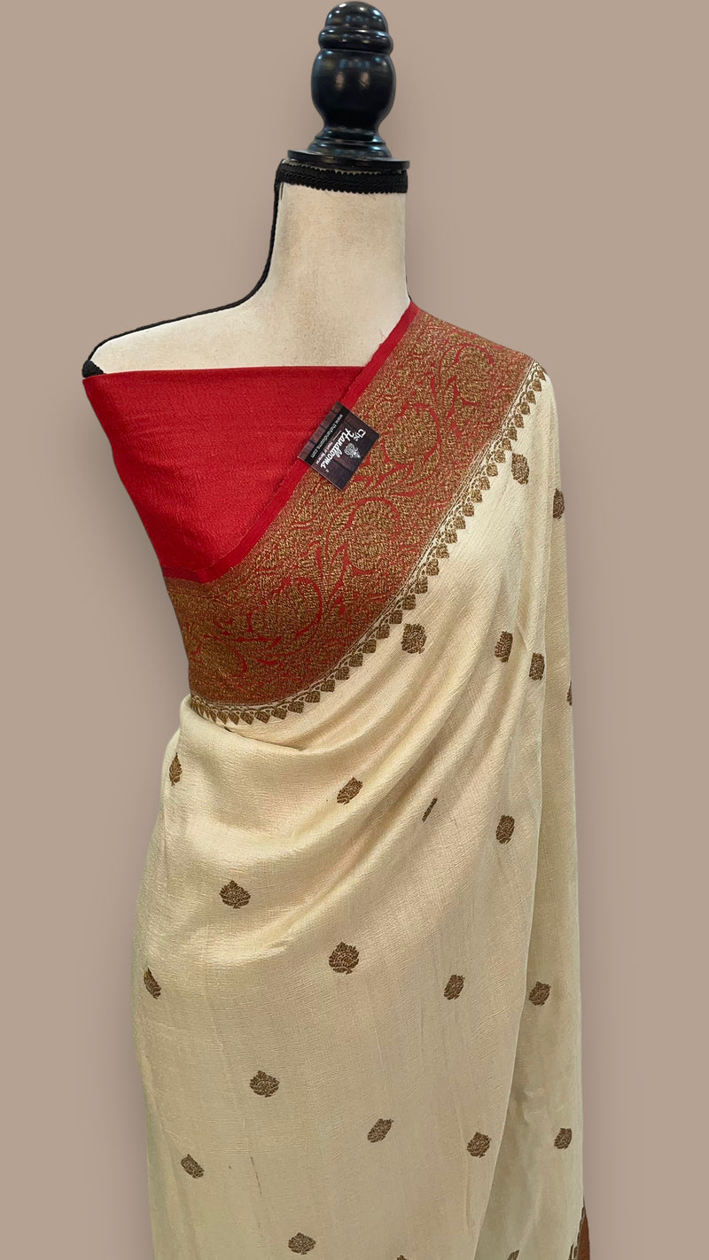 Tussar Georgette Handloom Banarasi Saree - All over kadua work - The Handlooms