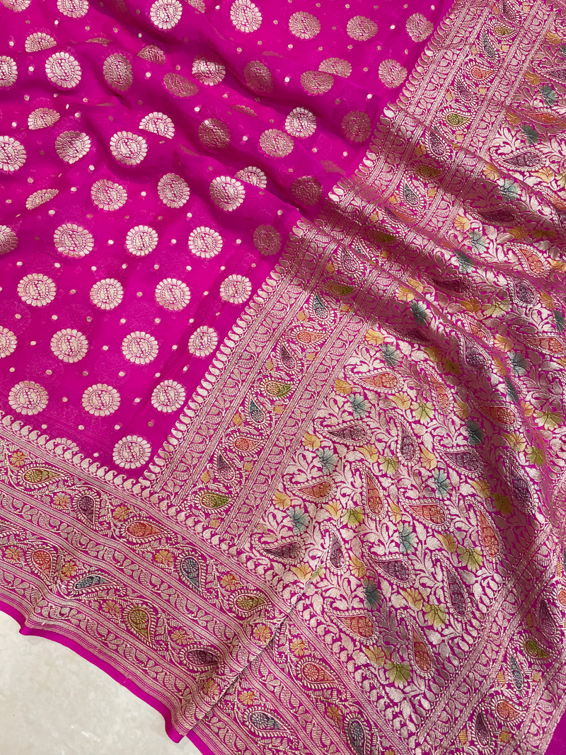 Pure Khaddi Georgette Banarasi Saree - water zari - The Handlooms