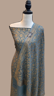 Pure Khaddi Georgette Banarasi Dress material - Antique Zari - The Handlooms