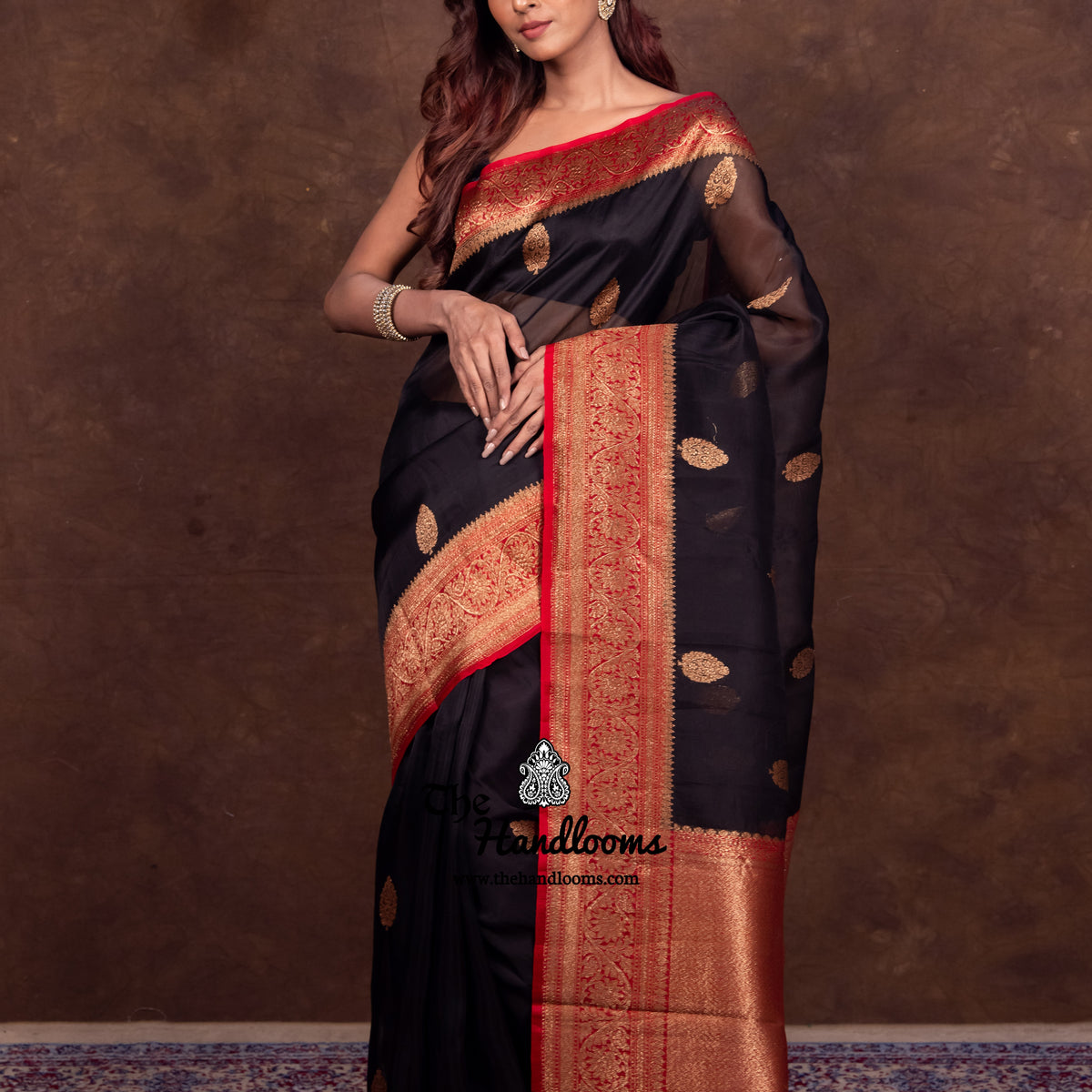 Dark Purple Pure Kora Handloom Banarasi Saree