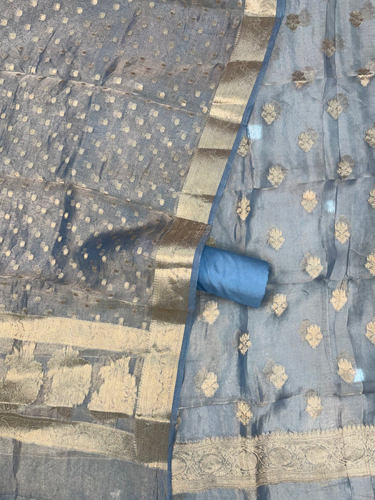 Pure Kora Tissue Handloom Banarasi Dress material