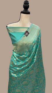 Pure Katan Silk Banarasi Handloom Saree - All over Jaal work - The Handlooms
