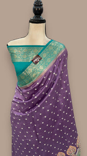 Pure Chiniya Silk Handloom Banarasi Saree with Chikankari - The Handlooms