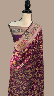 Pure Katan Silk Banarasi Handloom Saree - All over Jaal work - With Meenakari - The Handlooms