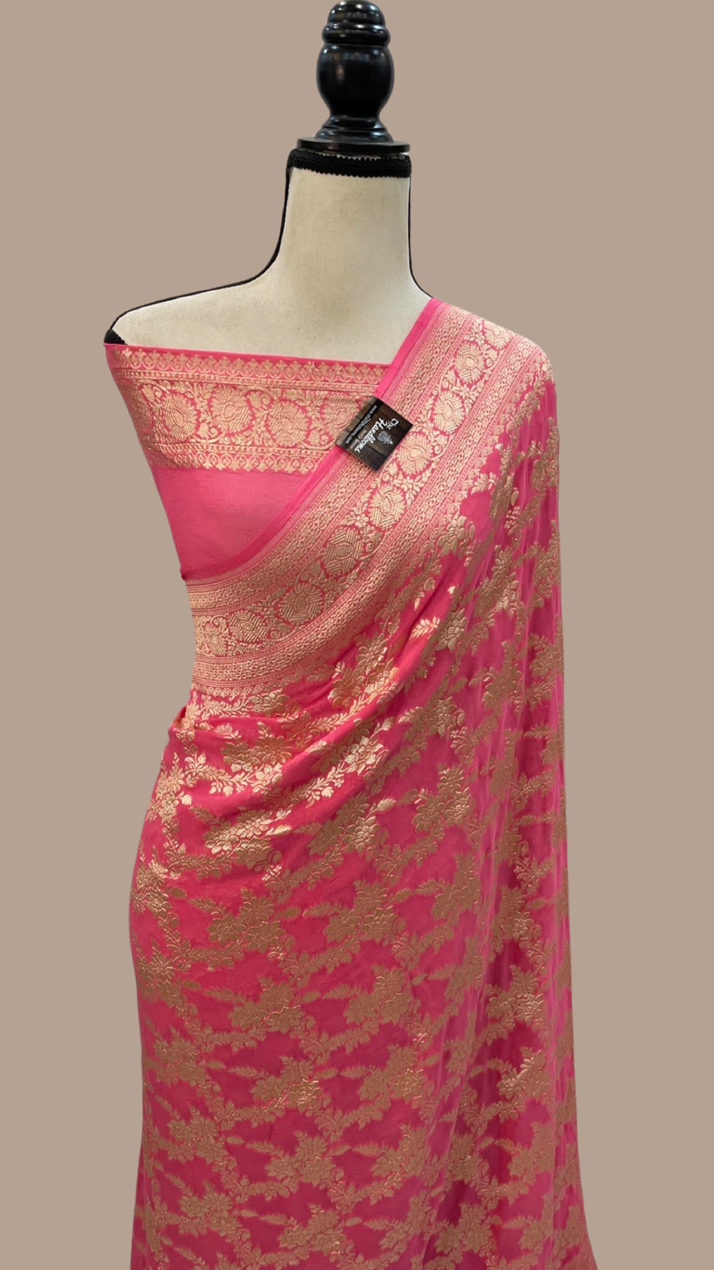 Khaddi Georgette Handloom Banarasi Saree - The Handlooms