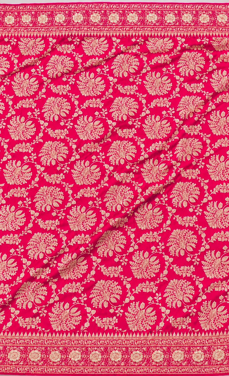 Pure Katan Silk Banarasi Handloom Saree with Zardozi Gota Patti Handwork