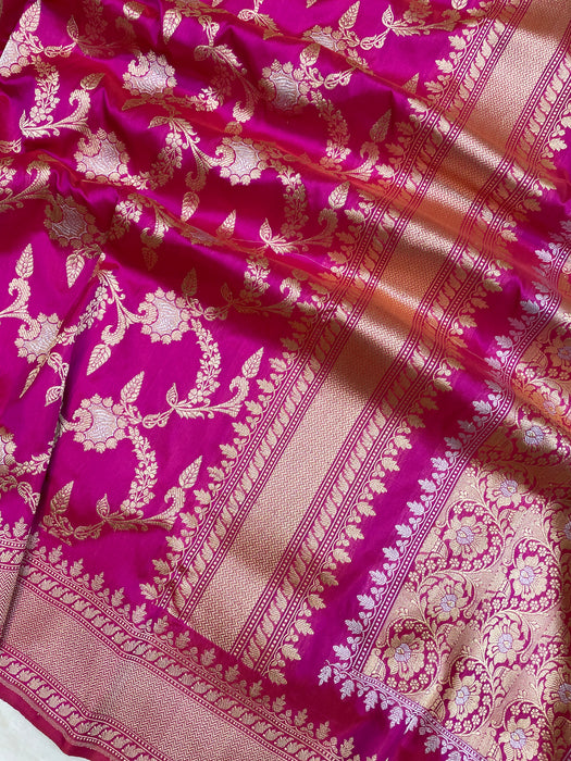 Pure Katan Silk Banarasi Handloom Saree - All over Sona Roopa kadiyal Jaal work