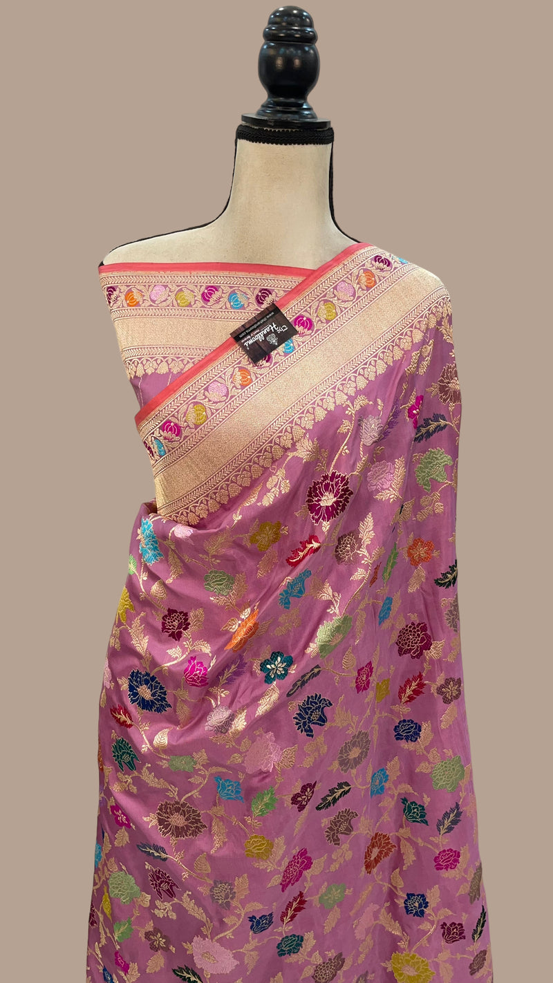 Ektara Pure Katan Silk Banarasi Handloom Saree - All over kadiyal Jaal work - The Handlooms