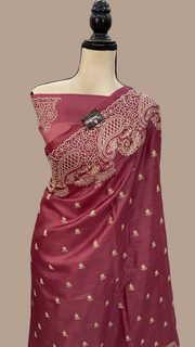 Tussar Silk Handloom Banarasi Saree With Chikankari - The Handlooms