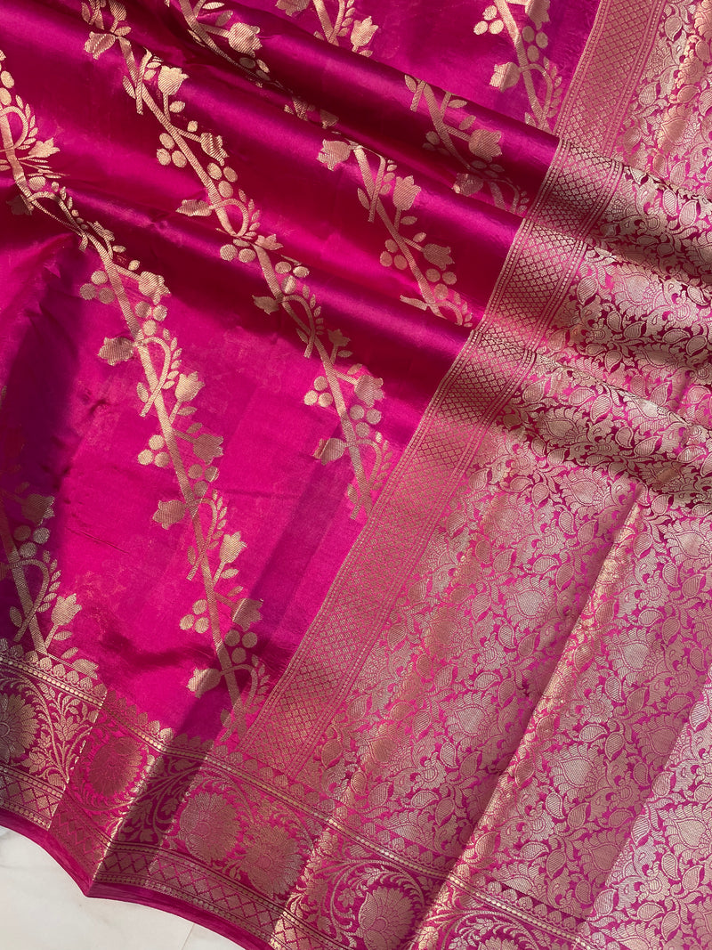 Pure Dupion Silk Banarasi Saree - Gold Zari - The Handlooms