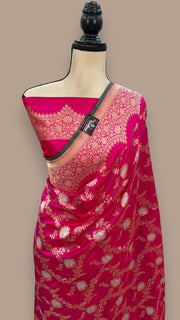 Pure Katan Silk Banarasi Handloom Saree - All over Sona Roopa Jaal work - The Handlooms