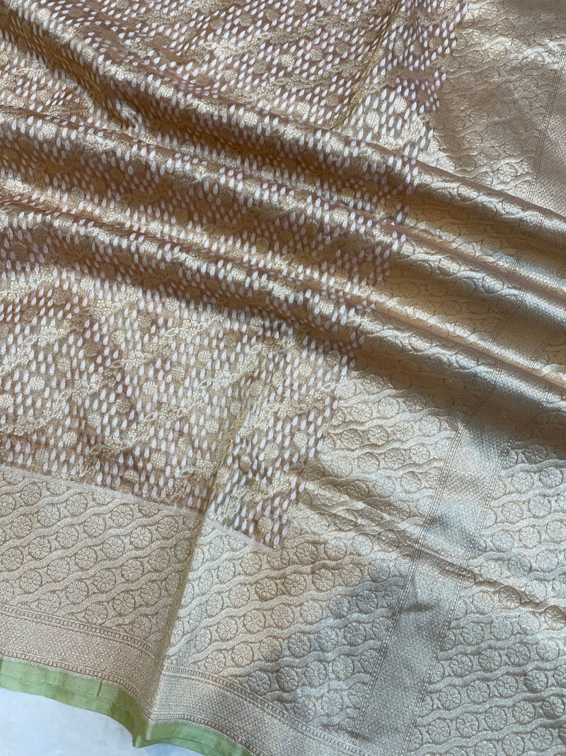 Pure Tissue Reshmi Zari Banarasi Brocade Handloom Saree - The Handlooms
