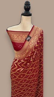 Pure Georgette Banarasi Bandhej Handloom Saree - The Handlooms