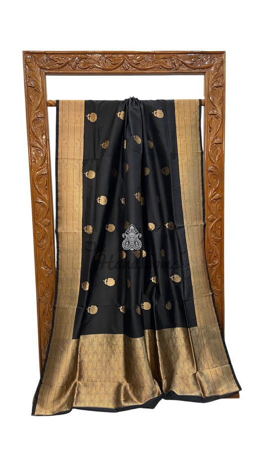 Pure Katan Silk Banarasi Handloom Saree - All Over Kadua Motifs - The Handlooms