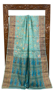 Tussar Silk Handloom Banarasi Saree With Chikankari - The Handlooms