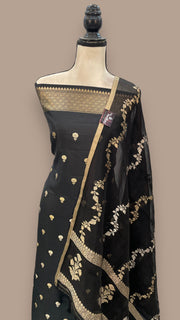 Pure Katan Silk Handlooms Banarasi Dress material With Organza Dupatta - The Handlooms