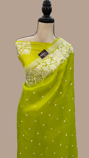 Pure Organza Chikankari Handloom Banarasi Saree - The Handlooms