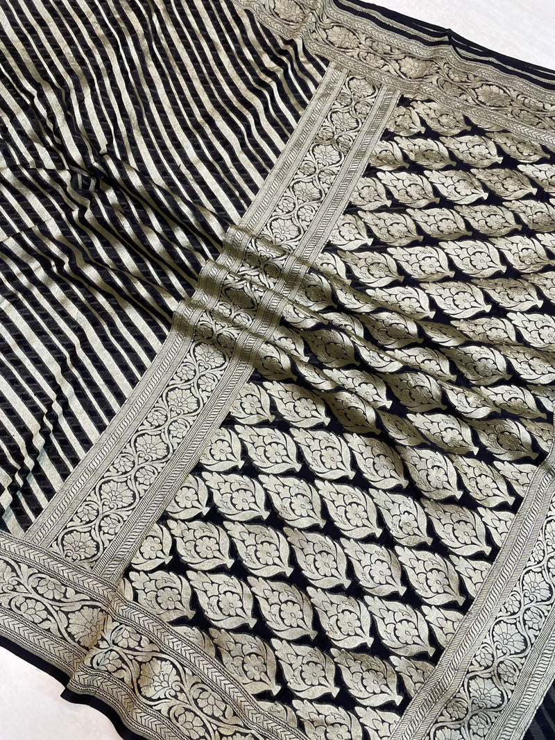 Khaddi Georgette Banarasi Saree -  Gold zari - The Handlooms