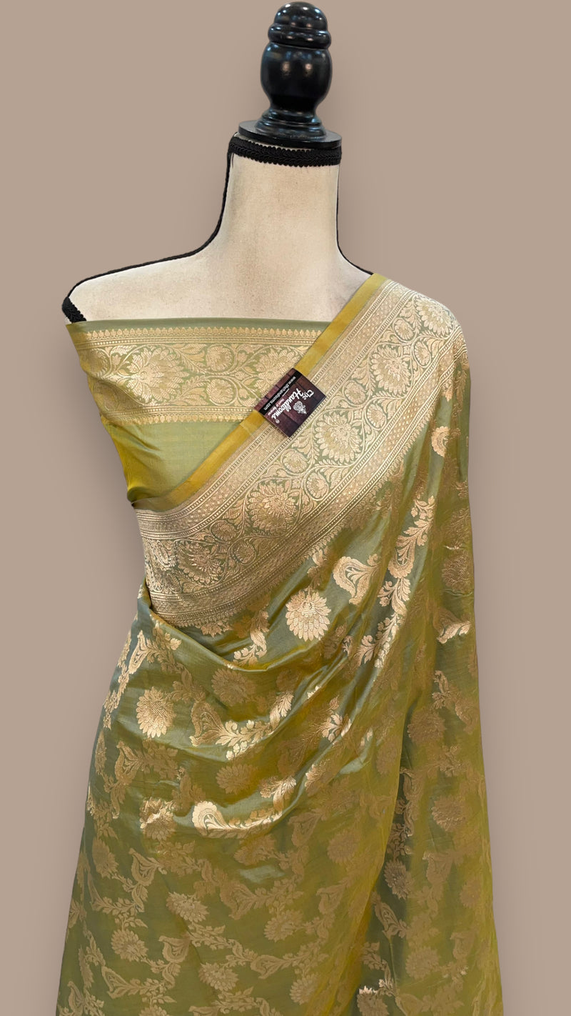 Pure Katan Silk Banarasi Handloom Saree - All over Jaal work - The Handlooms