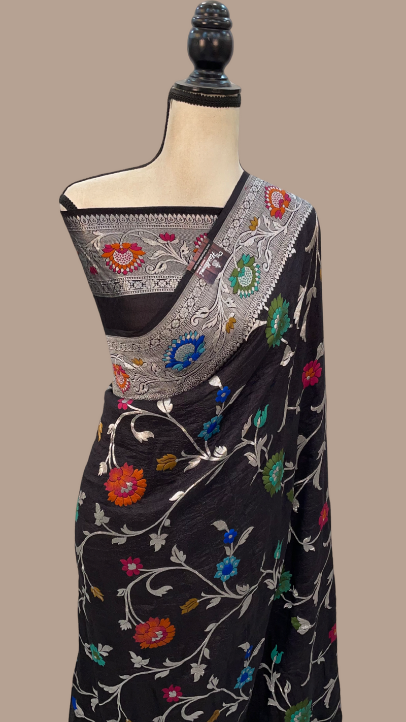 Tussar Georgette Handloom Banarasi Saree - The Handlooms