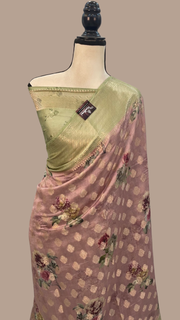 Pure Chiniya Silk Digital Print Handloom Banarasi Saree - The Handlooms