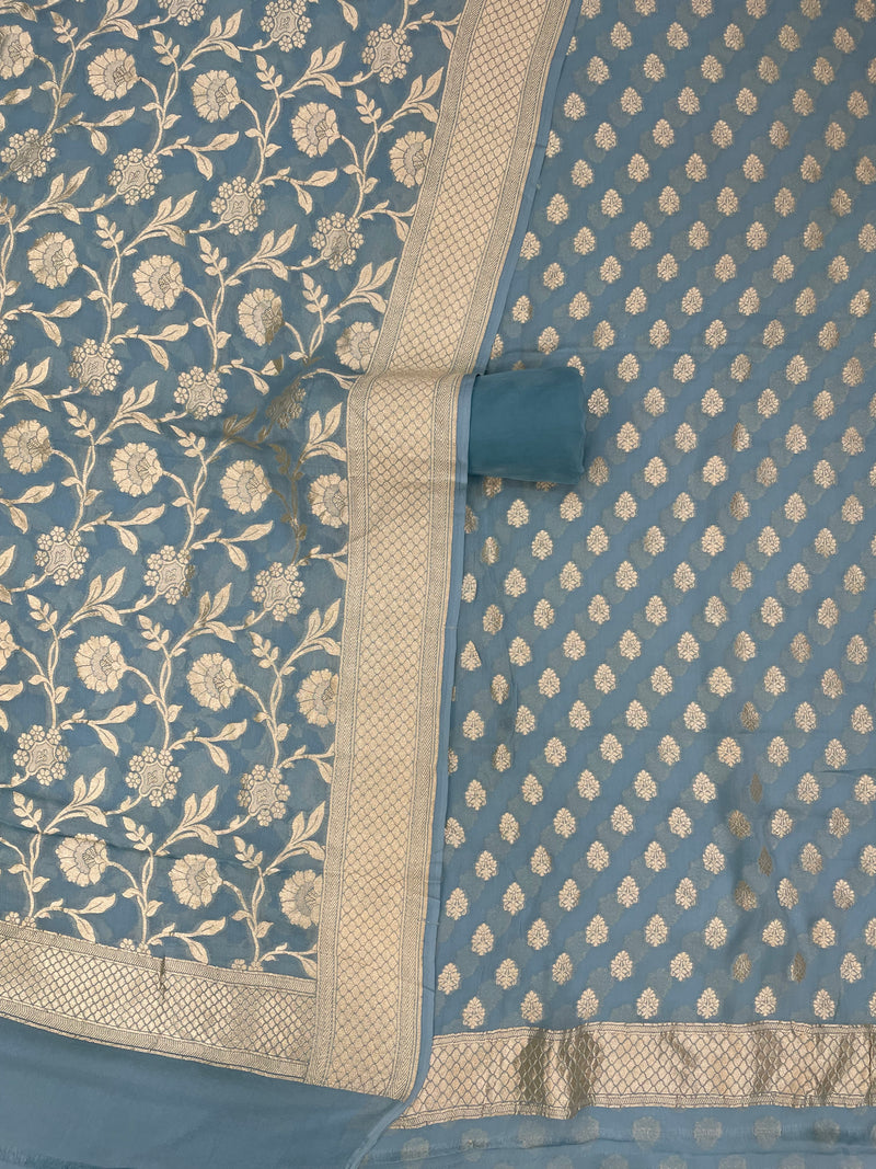 Khaddi Georgette Handlooms Banarasi Dress material - The Handlooms