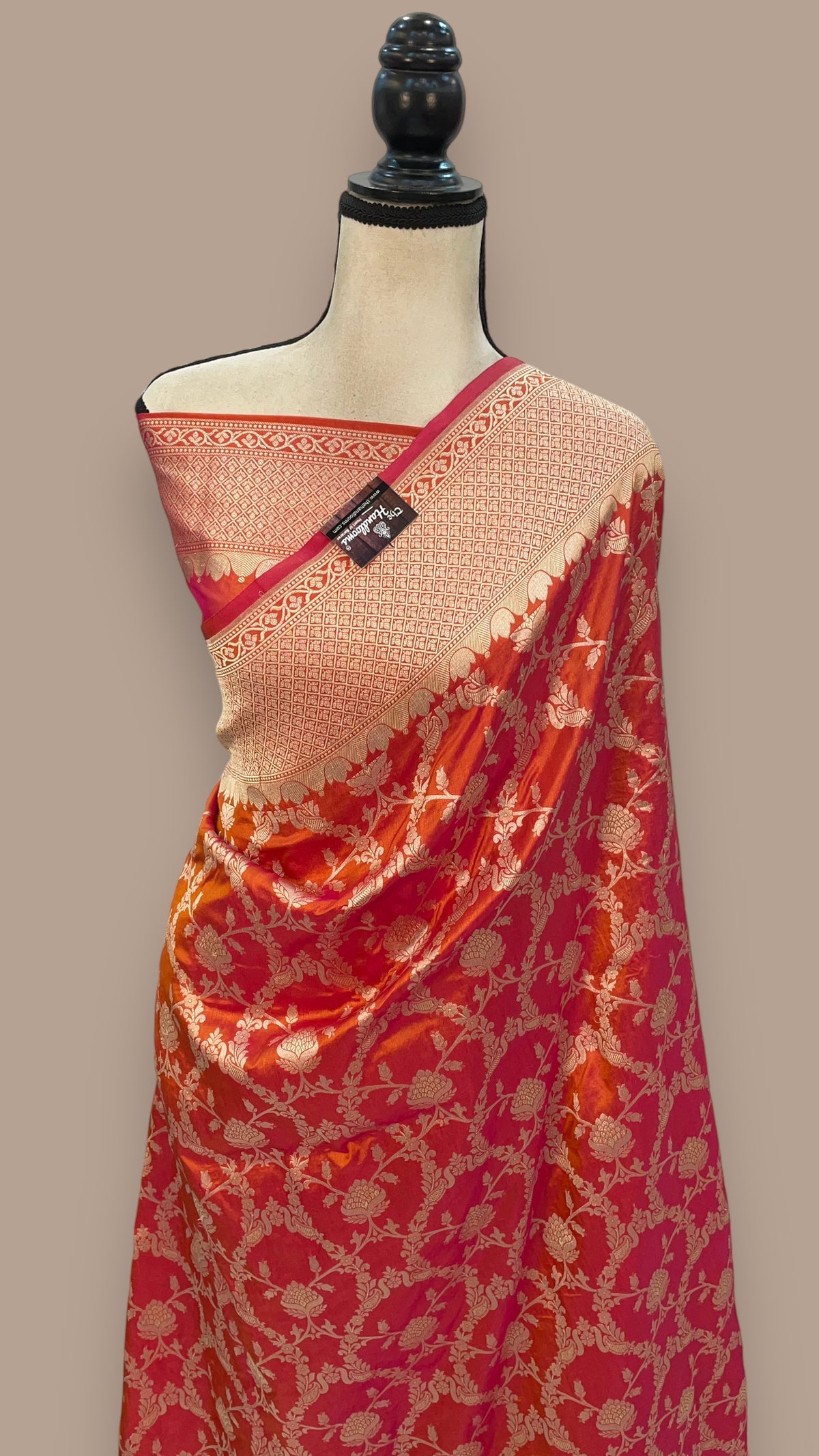 Pure Katan Silk Banarasi Handloom Saree - All Over Jaal Work main image 0
