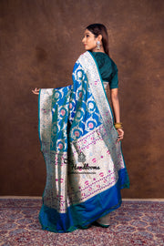 Pure Katan Silk Banarasi Handloom Saree - All over Jaal work with Meenakari - The Handlooms