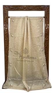 Tussar Silk Handloom Banarasi Saree With Chikankari - The Handlooms