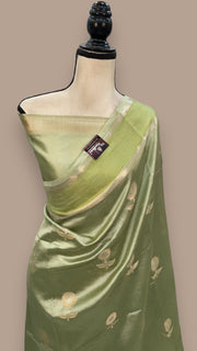 Pista Pure Mango Silk Banarasi Handloom Saree - The Handlooms